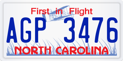 NC license plate AGP3476