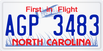 NC license plate AGP3483