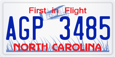 NC license plate AGP3485