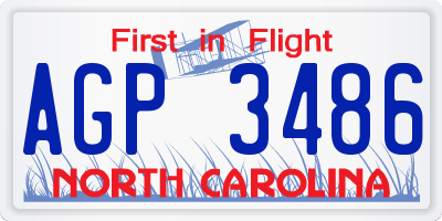 NC license plate AGP3486