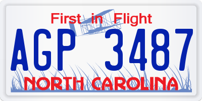 NC license plate AGP3487