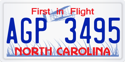NC license plate AGP3495