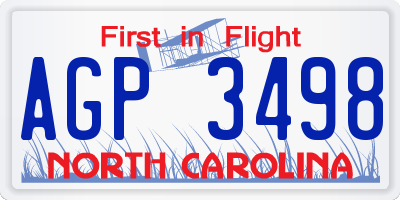 NC license plate AGP3498