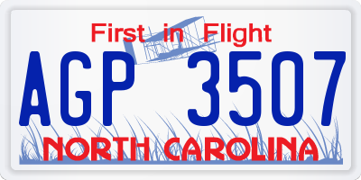 NC license plate AGP3507