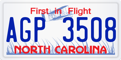 NC license plate AGP3508
