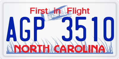 NC license plate AGP3510