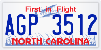 NC license plate AGP3512