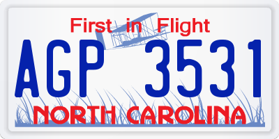 NC license plate AGP3531