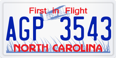 NC license plate AGP3543