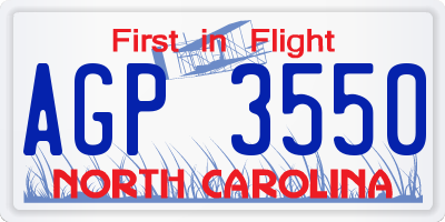 NC license plate AGP3550