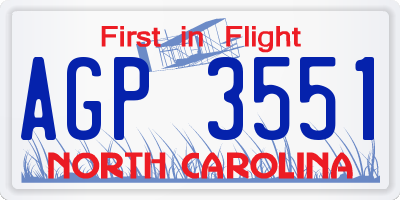 NC license plate AGP3551