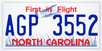 NC license plate AGP3552