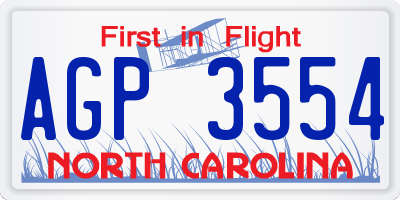 NC license plate AGP3554
