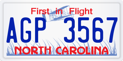NC license plate AGP3567