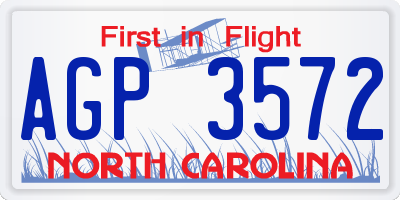 NC license plate AGP3572