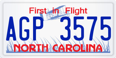 NC license plate AGP3575