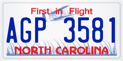NC license plate AGP3581