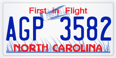 NC license plate AGP3582