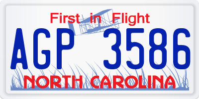 NC license plate AGP3586