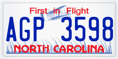 NC license plate AGP3598