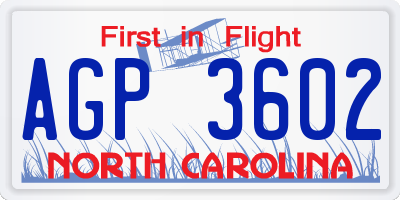 NC license plate AGP3602