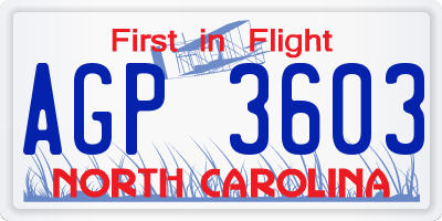 NC license plate AGP3603