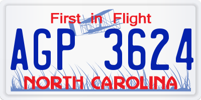 NC license plate AGP3624