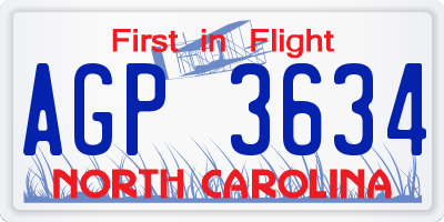 NC license plate AGP3634