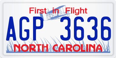 NC license plate AGP3636