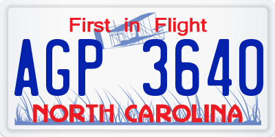 NC license plate AGP3640