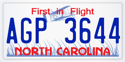 NC license plate AGP3644