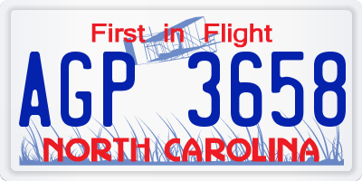 NC license plate AGP3658