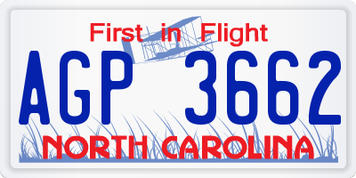 NC license plate AGP3662