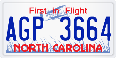 NC license plate AGP3664