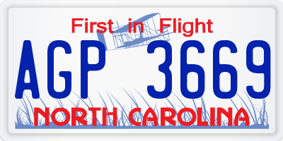 NC license plate AGP3669