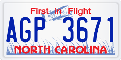 NC license plate AGP3671