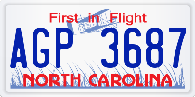NC license plate AGP3687