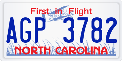 NC license plate AGP3782