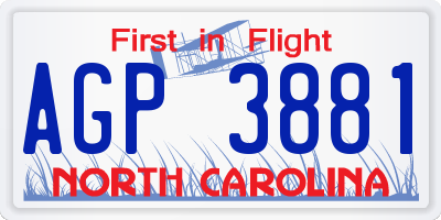 NC license plate AGP3881