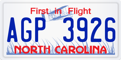 NC license plate AGP3926
