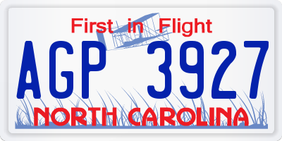 NC license plate AGP3927
