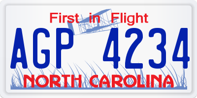 NC license plate AGP4234