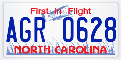 NC license plate AGR0628