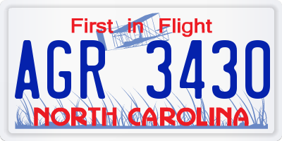 NC license plate AGR3430