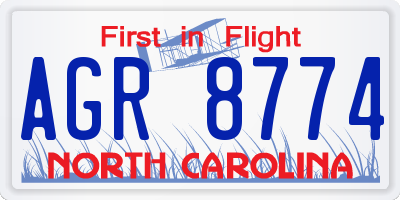 NC license plate AGR8774