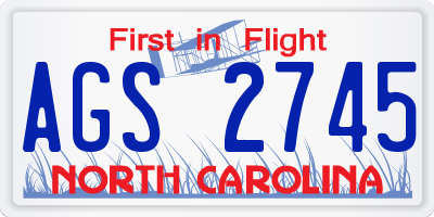NC license plate AGS2745