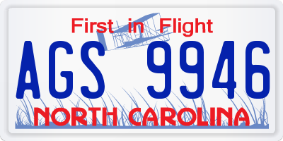 NC license plate AGS9946