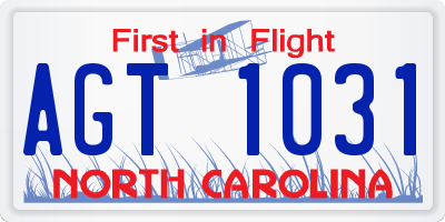 NC license plate AGT1031