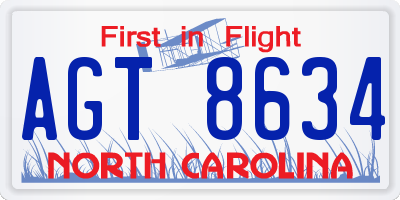 NC license plate AGT8634