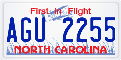 NC license plate AGU2255